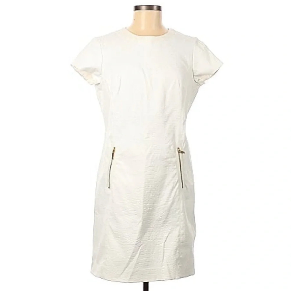 Jones New York White Stretch Crocodile Print Dress 4